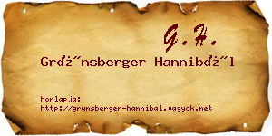 Grünsberger Hannibál névjegykártya